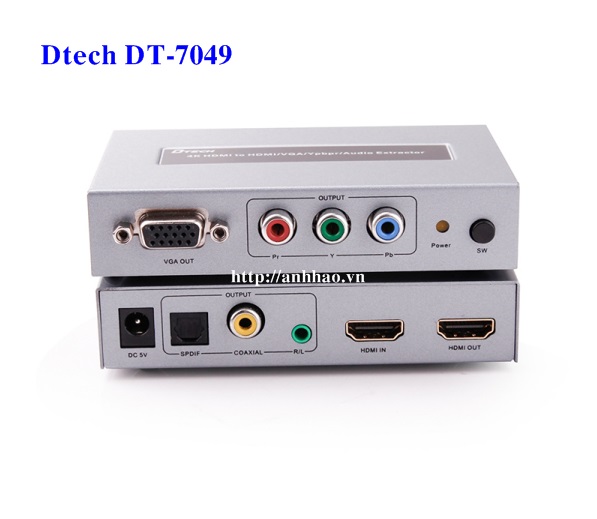 Bộ chuyển đổi HDMI ra HDMI, VGA, AV, Audio Dtech DT-7049